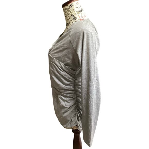 Sundance Maternity/Postpartum faux wrap ruched sided shirt gray size XL - Picture 3 of 8
